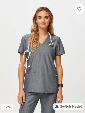 Figs Casma Scrub Top Graphite Small